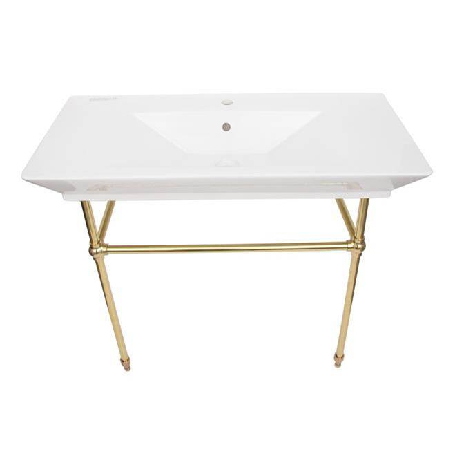 Neenan Company ShowroomBarclayOpulence Console 39-1/2'', RectBowl, 8'' WS, White, PB Stand
