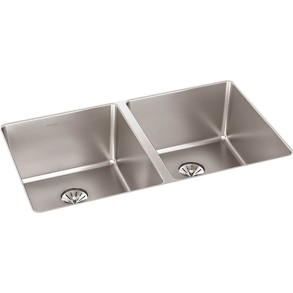 Neenan Company ShowroomElkay Reserve SelectionElkay Lustertone Iconix 16 Gauge Stainless Steel 32-3/4'' x 19-1/2'' x 9'', Double Bowl Undermount Sink with Perfect Drain