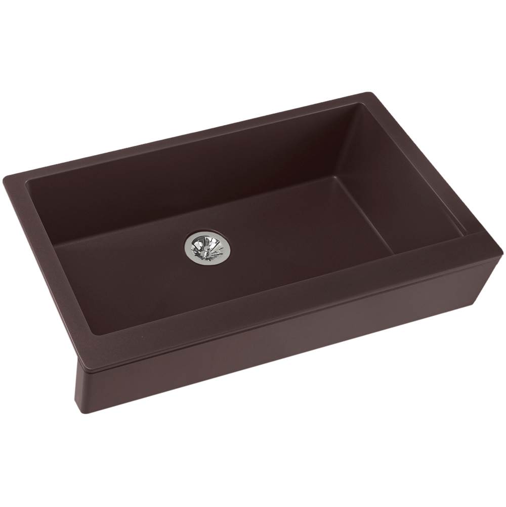 Neenan Company ShowroomElkay Reserve SelectionElkay Quartz Luxe 35-7/8'' x 20-15/16'' x 9'' Single Bowl Farmhouse Sink with Perfect Drain, Chestnut