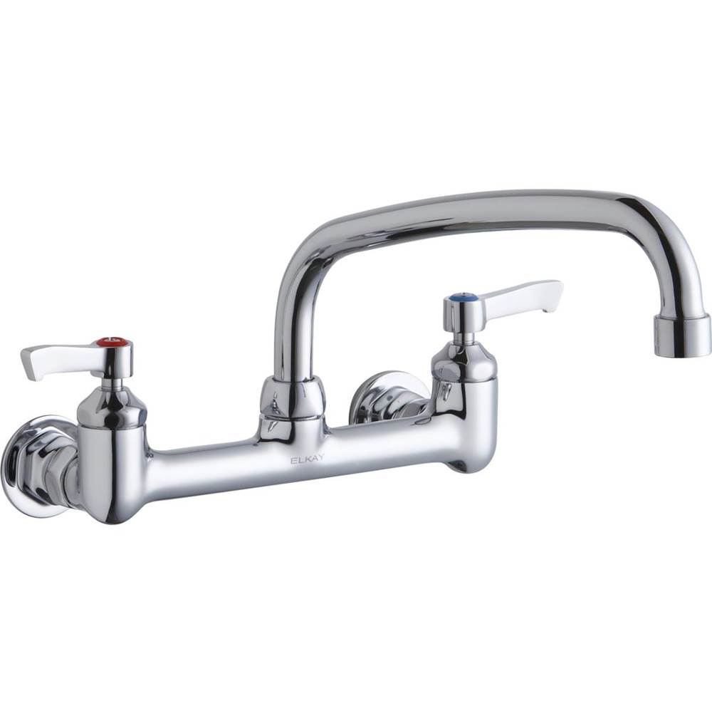 Neenan Company ShowroomElkayFoodservice 8'' Centerset Wall Mount Faucet with 10'' Arc Tube Spout 2'' Lever Handles 1/2in Offset Inlets Chrome