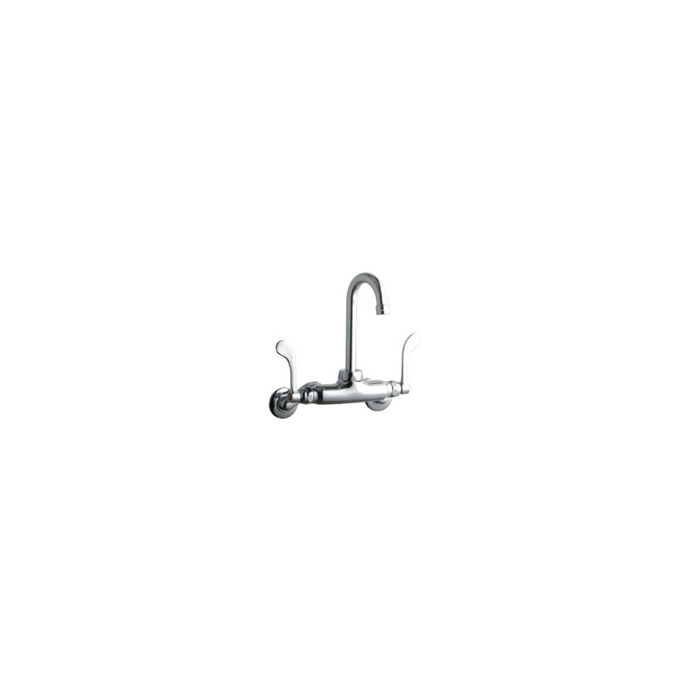 Neenan Company ShowroomElkayFoodservice 3-8'' Adjustable Centers Wall Mount Faucet with 4'' Gooseneck Spout 4'' Wristblade Handles 2in Inlet