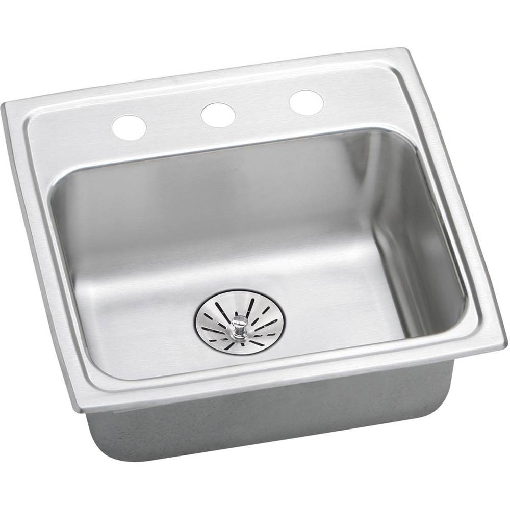 Neenan Company ShowroomElkayLustertone Classic Stainless Steel 19-1/2'' x 19'' x 6-1/2'', 1-Hole Single Bowl Drop-in ADA Sink with Perfect Drain and Quick-clip