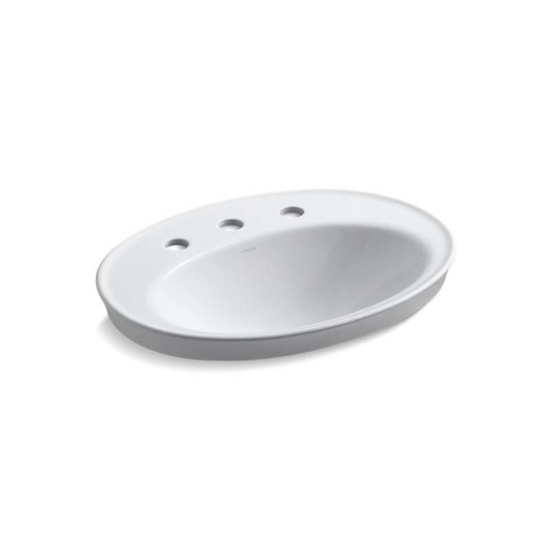 Neenan Company ShowroomKohlerSerif® Drop-in bathroom sink with 8'' widespread faucet holes