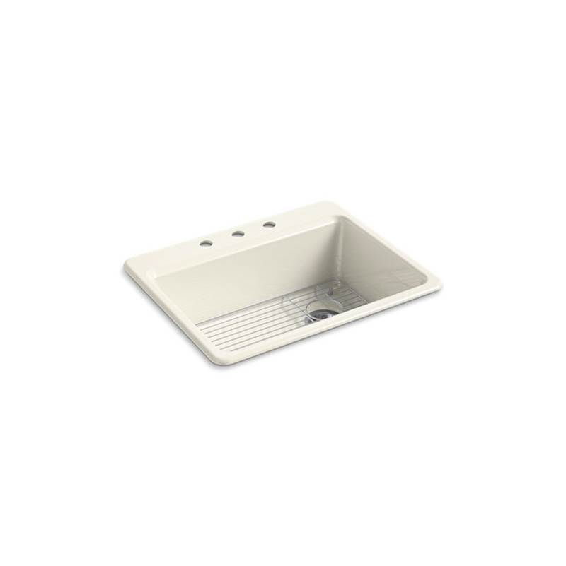 Neenan Company ShowroomKohlerRiverby® 27'' x 22'' x 9-5/8'' top-mount single-bowl kitchen sink with bottom sink rack and 3 faucet holes