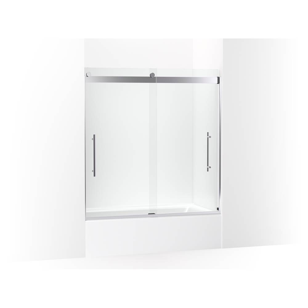 Neenan Company ShowroomKohlerLevity Plus less Sliding Bath Door, 61-9/16 in. H X 56-5/8 - 59-5/8 in. W, With 3/8 in.-Thick Crystal Clear Glass