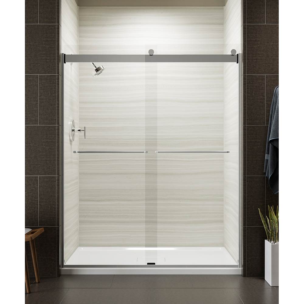 Neenan Company ShowroomKohlerLevity® Sliding shower door, 74'' H x 56-5/8 - 59-5/8'' W, with 1/4'' thick Crystal Clear glass