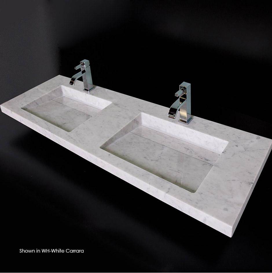 Neenan Company ShowroomLacavaWall-mount or vanity top stone double-bowl Bathroom Sink with preinstalled concealed drains