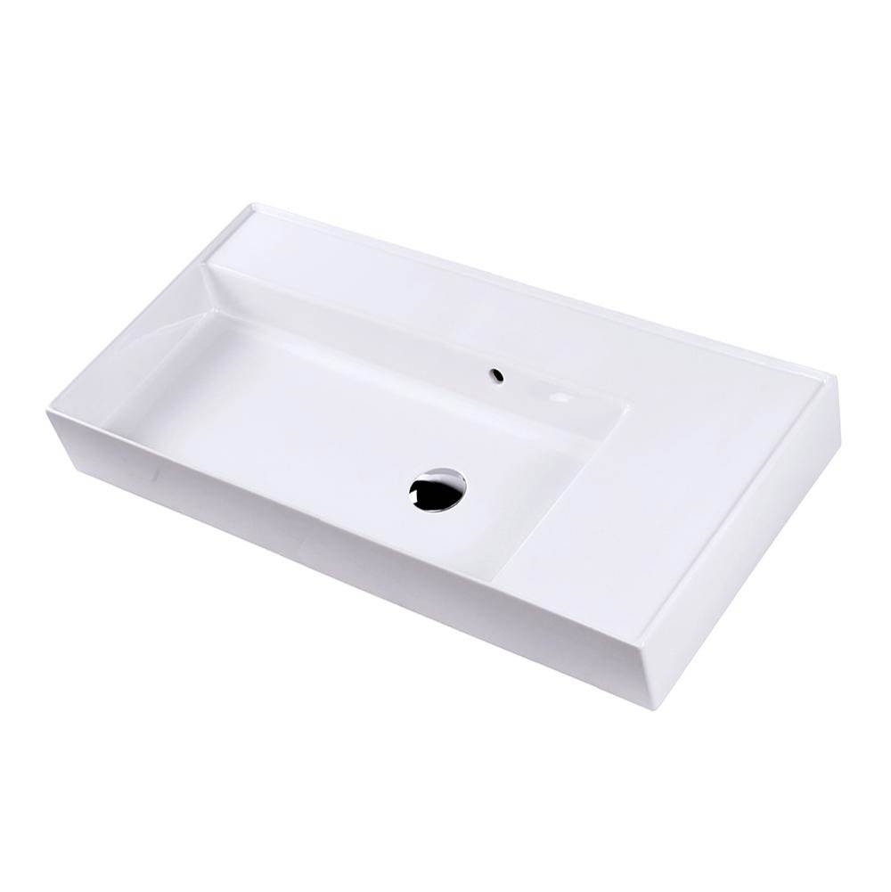Neenan Company ShowroomLacavaWall-mount or vanity top porcelain sink with an overflow and a deck on the right-hand or left-hand side