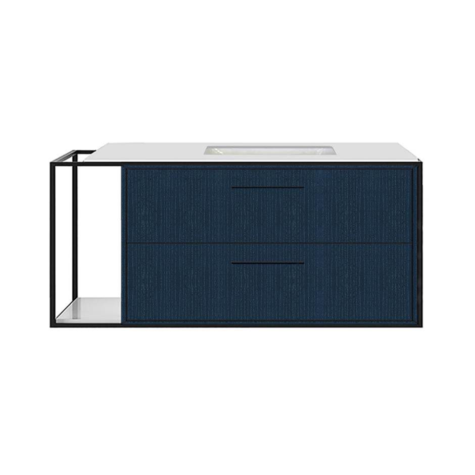 Neenan Company ShowroomLacavaMetal frame  for wall-mount under-counter vanity LIN-UN-48R. Sold together with the cabinet and countertop.  W: 48'', D: 21'', H: 20''.